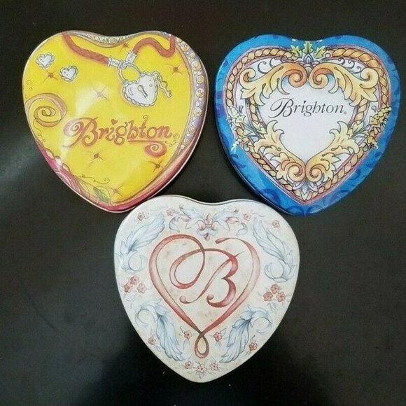 3 Brighton Heart Shaped Tins - Picture 1 of 3